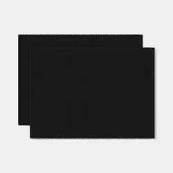 2pk Easy Care Corded Placemat Black - Room Essentials™