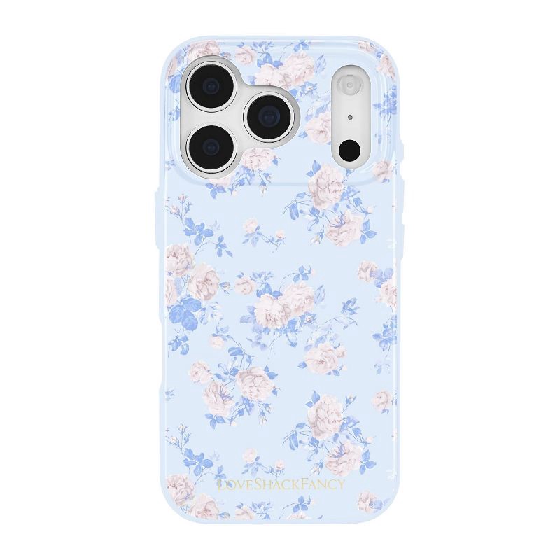 slide 1 of 8, LoveShackFancy x Target – Case-Mate Everblooming Rosettes iPhone 17 Pro Case with MagSafe Whisper Blue, 1 ct