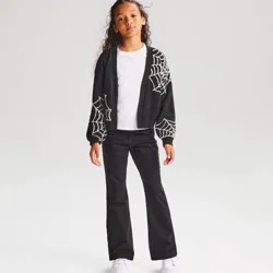 Girls' Halloween Spiderweb Cardigan Sweater - Cat & Jack™ Black S