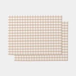 2pk Cotton Gingham Tan Print Placemat Tan - Threshold™