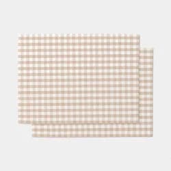 2pk Cotton Gingham Tan Print Placemat Tan - Threshold™