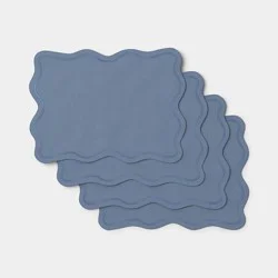 4pk Cotton Scallop Edge Placemat Blue - Threshold™