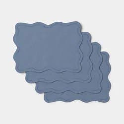 4pk Cotton Scallop Edge Placemat Blue - Threshold™