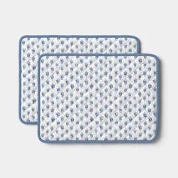 2pk Quilted Reversible Mini Floral Block Print Placemat Blue - Threshold™
