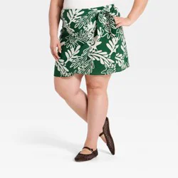 Women's Printed Midi Wrap Skirt - Universal Thread™ Green Tropical XXL