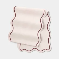 14"x72" Cotton Scallop Edge Table Runner Light Pink - Threshold™