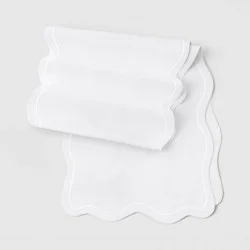 14"x72" Cotton Scallop Edge Table Runner White - Threshold™