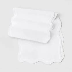 14"x72" Cotton Scallop Edge Table Runner White - Threshold™