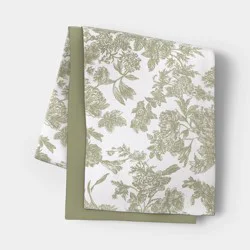 14x72" Cotton Reversible Floral Toile Table Runner Green - Threshold™