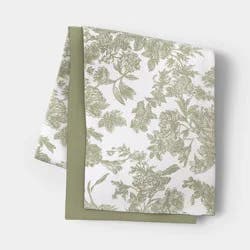 14x72" Cotton Reversible Floral Toile Table Runner Green - Threshold™