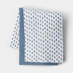 14x72" Cotton Reversible Mini Floral Block Print Table Runner Blue - Threshold™