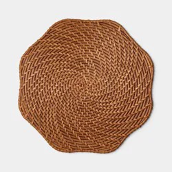 Scallop Edge Rattan Charger Dark Tan Brown - Threshold™
