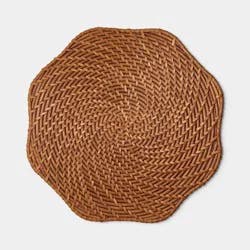 Scallop Edge Rattan Charger Dark Tan Brown - Threshold™