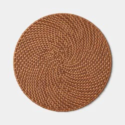 Round Rattan Charger Dark Tan Brown - Threshold™