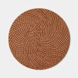 Round Rattan Charger Dark Tan Brown - Threshold™