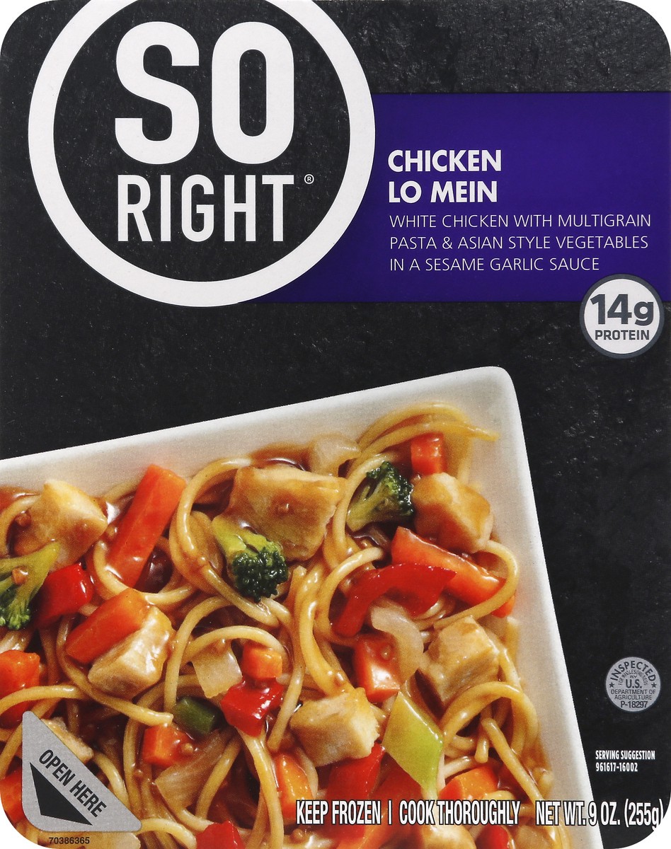 slide 8 of 9, So Right Chicken Lo Mein, 9 oz