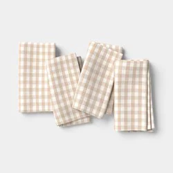 4pk Cotton Gingham Napkins Tan - Threshold™