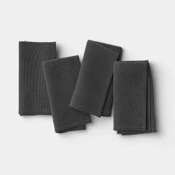 4pk Easy Care Cross Weave Dinner Napkins Dark Gray - Room Essentials™