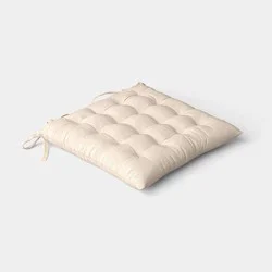 Cotton Linen Blend Quilted Chair Pad Undyed Beige - Threshold™