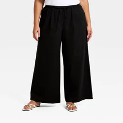 Women's Drawstring Pull-On Pants - A New Day™ Black XXL