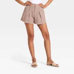 Women's Shorts - A New Day™ Brown Gingham S