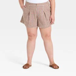 Women's Shorts - A New Day™ Brown Gingham XXL