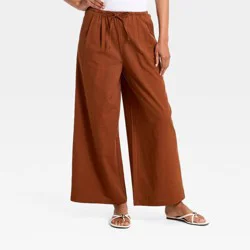 Women's Drawstring Pull-On Pants - A New Day™ Brown M