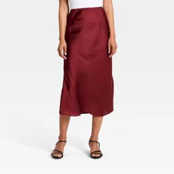 Women's Midi Slip Skirt - A New Day™ Red XS