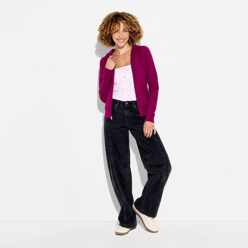 slide 1 of 3, Women's Long Sleeve Zip-Up Hooded Sweatshirt - Wild Fable™ Berry Purple S, 1 ct