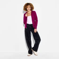 Women's Long Sleeve Zip-Up Hooded Sweatshirt - Wild Fable™ Berry Purple M