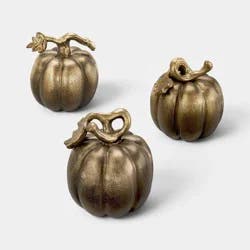 Set of 3 Mini Gold Metal Fall Pumpkins - Threshold™