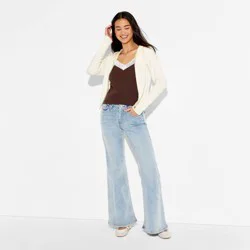 Women's Zip-Up Cardigan Sweater - Wild Fable™ Off-White S