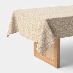 60x84" Cotton Reese Floral Tablecloth Tan - Threshold™