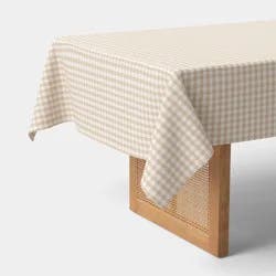 60x84" Cotton Gingham Tablecloth Tan - Threshold™