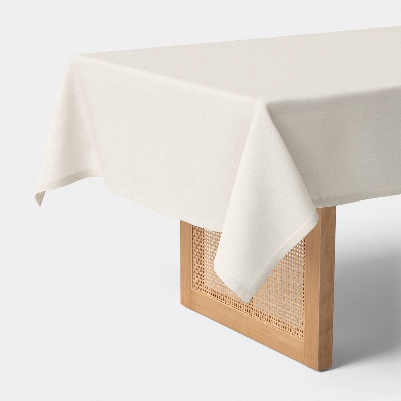 slide 1 of 4, 60x84" Linen Blend Tablecloth Ivory - Threshold™, 60 in x 84 in