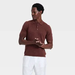 Men's Modern Sport Novelty Knit Polo Shirt - Goodfellow & Co™ Brown L