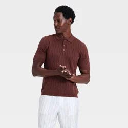 Men's Modern Sport Novelty Knit Polo Shirt - Goodfellow & Co™ Brown L