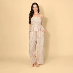 Solid & Striped Women's Mid-Rise Drawstring Poplin Pull-On Pants - Cream/Orange Floral S