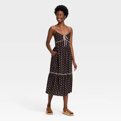 Women's Ruffle Maxi Pullover Sundress - Universal Thread™ Brown Floral XL