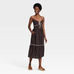 Women's Ruffle Maxi Pullover Sundress - Universal Thread™ Brown Floral XL