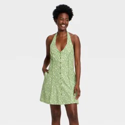 Women's Floral Mini Sundress - Universal Thread™ Green XL