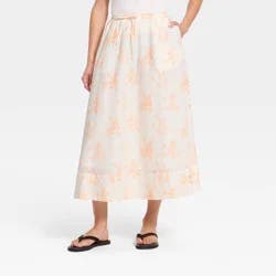 Women's Midi A-Line Skirt - Universal Thread™ Cream Floral M