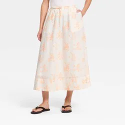Women's Midi A-Line Skirt - Universal Thread™ Cream Floral L