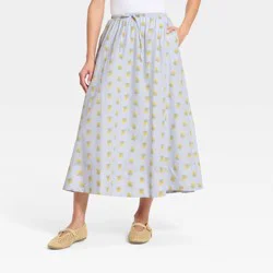 Women's Midi A-Line Skirt - Universal Thread™ Light Blue Floral XL