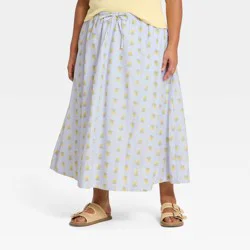 Women's Midi A-Line Skirt - Universal Thread™ Light Blue Floral XXL