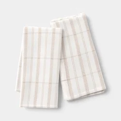 2pk Cotton Flour Sack Stripes Tan - Threshold