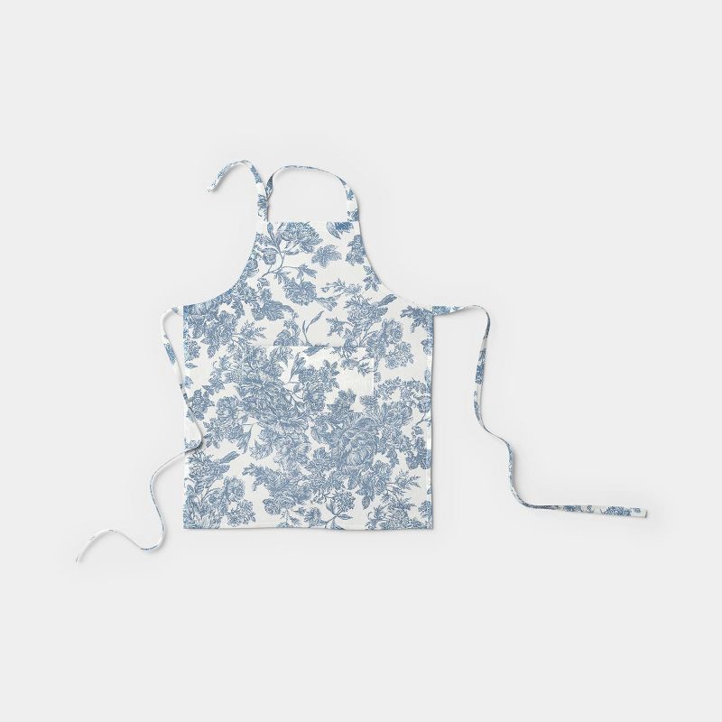 slide 1 of 4, Cotton Toile Floral Adult Apron Blue - Threshold, 1 ct