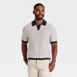 Men's Short Sleeve Polo Collar Pullover Sweater - Goodfellow & Co™ Navy Blue L