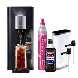 Sodastream 14.9 fl oz Fountain Sparkling Drink Maker with CQC CO2 and Water Tank Pepsi Zero Drink Mix Black/Silver