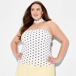Women's Scarf Tube Top - Wild Fable™ White Polka Dots XXL